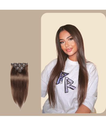 Steife Clip-Extensions Haselnussbraun de France