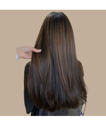 Extensions Clips Raides Brun Foncé Méché Doré Cuivre pas cher chine