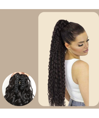 Pferdeschwanz Ponytail Dunkelbraun mit Pinzette Natur Remy Hair Deep Wave Economisez 