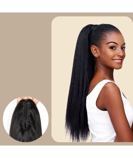 Pferdeschwanz Ponytail Dunkelbraun mit Klammer Natur Remy Hair Yaki Straight ou a consommer sur place