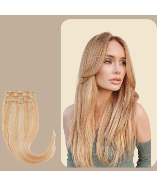 Extensions Clips Raides Blond Méché Platine 2024