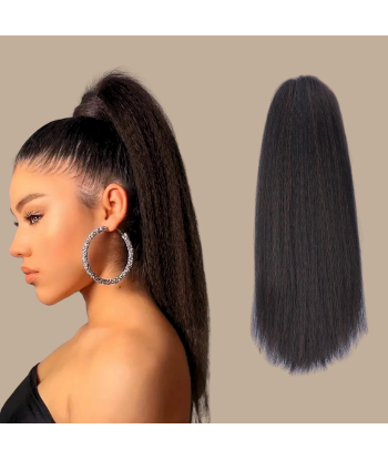 Pferdeschwanz Ponytail Dunkelbraun mit Klammer Natur Remy Hair Yaki Straight ou a consommer sur place