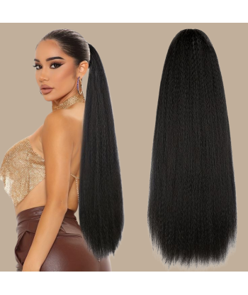 Pferdeschwanz Ponytail Dunkelbraun mit Klammer Natur Remy Hair Yaki Straight ou a consommer sur place