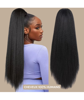 Pferdeschwanz Ponytail Dunkelbraun mit Klammer Natur Remy Hair Yaki Straight ou a consommer sur place