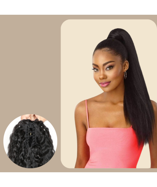 Pferdeschwanz Ponytail Dunkelbraun mit Pinzette Natur Remy Hair Kinky Straight le des métaux précieux