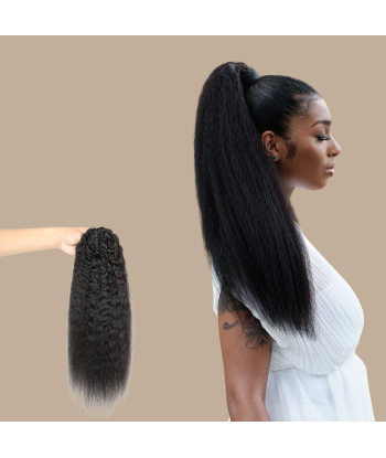 Pferdeschwanz Ponytail Dunkelbraun mit Pinzette Natur Remy Hair Kinky Straight le des métaux précieux