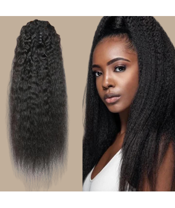 Pferdeschwanz Ponytail Dunkelbraun mit Pinzette Natur Remy Hair Kinky Straight le des métaux précieux