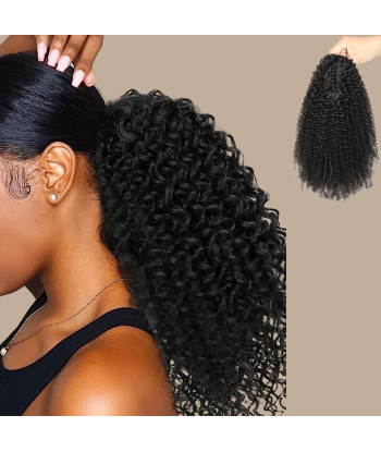 Pferdeschwanz Ponytail Dunkelbraun mit Pinzette Natur Remy Hair Afro Curly Venez découvrir notre 