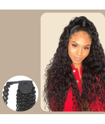 Pferdeschwanz Ponytail Dunkelbraun Zauberband Remy Hair Water Wave d'Europe débarque