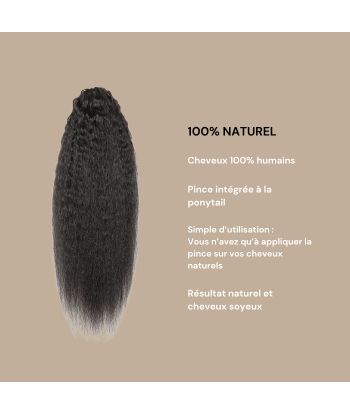 Pferdeschwanz Ponytail Dunkelbraun mit Pinzette Natur Remy Hair Kinky Straight le des métaux précieux