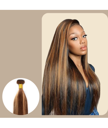 Haarglätter Jungfernhaar Human Hair Straight 7A Kastanienbraun Getrocknet Blond P4/27 100 Gr solde