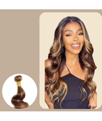 Haarglätter Jungfrau Human Hair Body Wave 7A Kastanienbraun Getrocknet Blond P4/27 100 Gr Livraison rapide