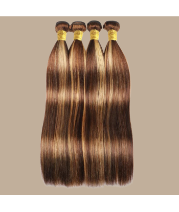 Haarglätter Jungfernhaar Human Hair Straight 7A Kastanienbraun Getrocknet Blond P4/27 100 Gr solde