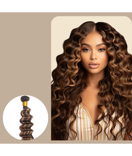 Haarglättung Jungfernhaar Human Hair Deep Wave 7A Kastanie Méché Blond P4/27 100 Gr soldes