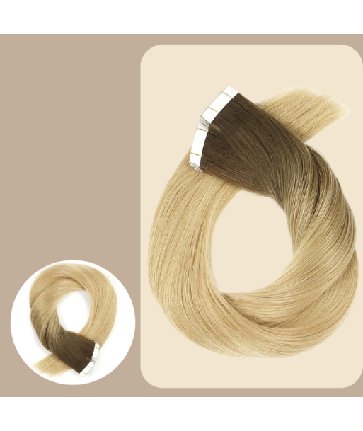 Premium Russian Hair Tape-Extensions / Klebeverlängerungen glatt T8/DB4 sur le site 