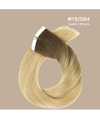 Premium Russian Hair Tape-Extensions / Klebeverlängerungen glatt T8/DB4 sur le site 