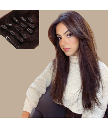 Extensions Clips Raides Brun en linge