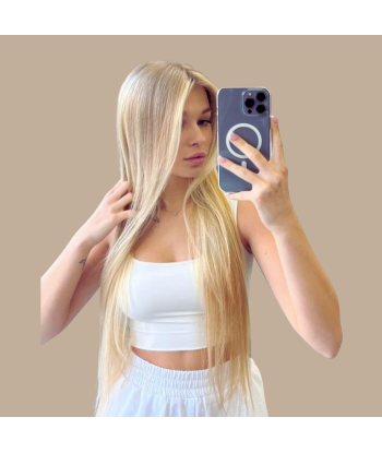 Extensions Clips Raides Blond Platine les muscles