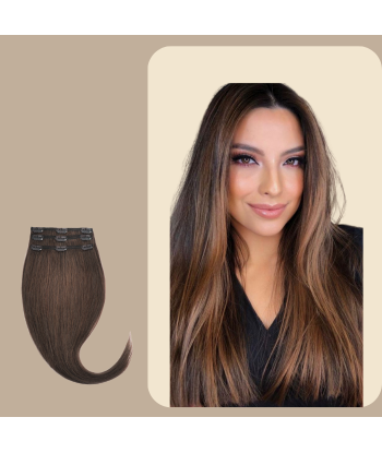 Extensions Clips Raides Brun Foncé Méché Doré Cuivre ouvre sa boutique