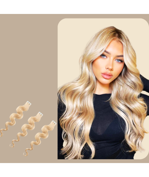 Extensions Adhésives Ondulées Blond Platine offre 