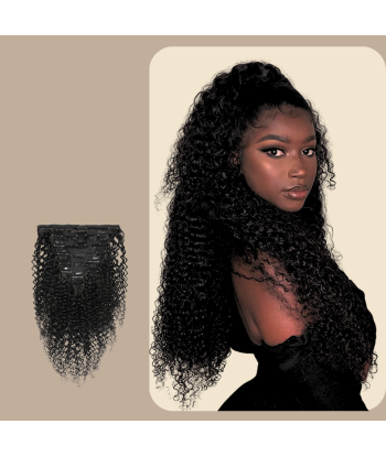 Kit Extensions à Clips Kinky Curly Noir 120 gr plus qu'un jeu 