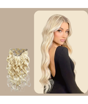 Kit Extensions à Clips Body Wave Blond Platine 120 gr l'évolution des habitudes 