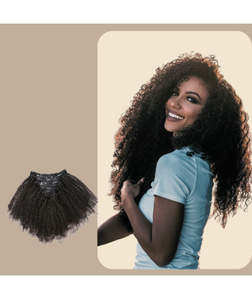 Kit Extensions à Clips Afro Curly Brun 120 gr en linge