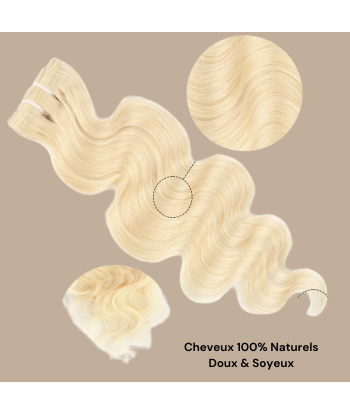 Kit Extensions à Clips Body Wave Blond Platine 120 gr l'évolution des habitudes 