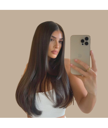 Extension à Clips Straight Brun Mono Bande Maxi Volume pas cher