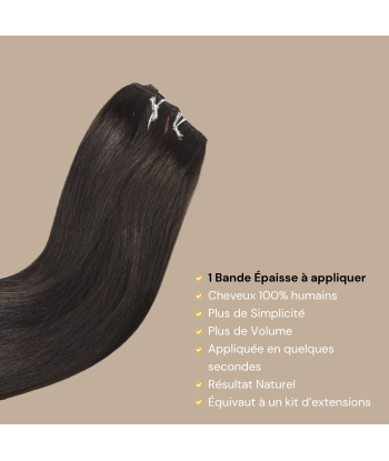 Extension à Clips Straight Brun Mono Bande Maxi Volume pas cher