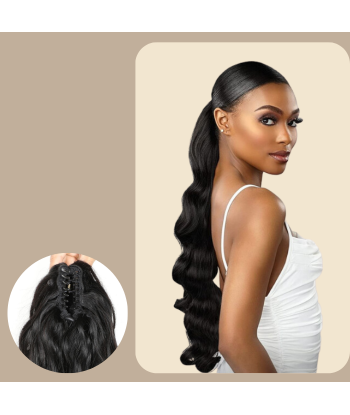 Queue de cheval Ponytail  Noir à Pince Naturel Remy Hair Body Wave pas cher 