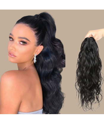 Queue de cheval Ponytail  Noir à Pince Naturel Remy Hair Body Wave pas cher 