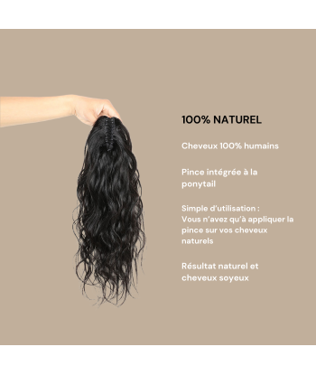 Queue de cheval Ponytail  Noir à Pince Naturel Remy Hair Body Wave pas cher 