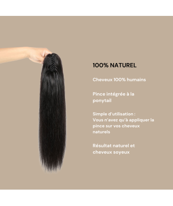 Queue de cheval Ponytail  Noir à Pince Naturel Remy Hair Straight Faites des économies