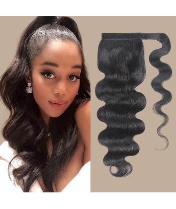 Queue de cheval Ponytail  Noir Ruban Magique Remy Hair Body Wave En savoir plus