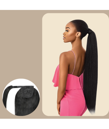 Queue de cheval Ponytail  Noir Ruban Magique Remy Hair Yaki Straight livraison gratuite