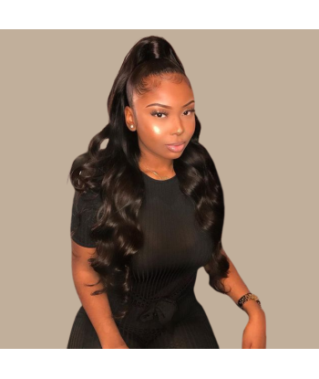 Queue de cheval Ponytail  Noir Ruban Magique Remy Hair Body Wave En savoir plus