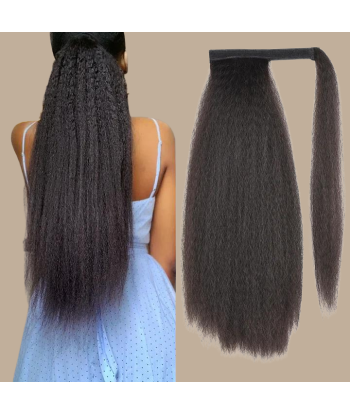 Queue de cheval Ponytail  Noir Ruban Magique Remy Hair Kinky Straight s'inspire de l'anatomie humaine