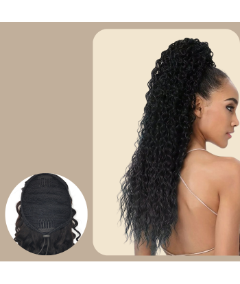 Queue de cheval Ponytail  Noir A Cordon Remy Hair Deep Wave en stock