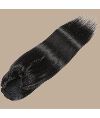 Queue de cheval Ponytail  Noir A Cordon Remy Hair Straight la colonne vertébrale