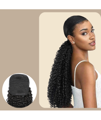 Queue de cheval Ponytail  Noir A Cordon Remy Hair Kinky Curly de l' environnement