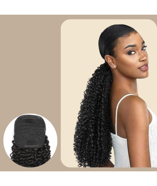 Queue de cheval Ponytail  Noir A Cordon Remy Hair Kinky Curly de l' environnement