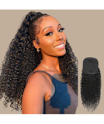 Queue de cheval Ponytail  Noir A Cordon Remy Hair Kinky Curly de l' environnement