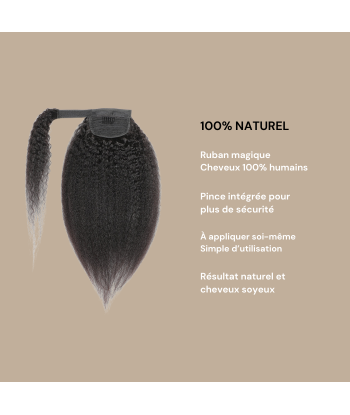 Queue de cheval Ponytail  Noir Ruban Magique Remy Hair Kinky Straight s'inspire de l'anatomie humaine