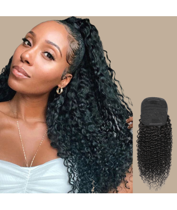 Queue de cheval Ponytail  Noir A Cordon Remy Hair Kinky Curly de l' environnement