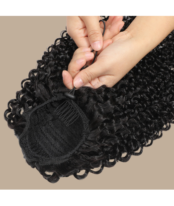 Queue de cheval Ponytail  Noir A Cordon Remy Hair Kinky Curly de l' environnement