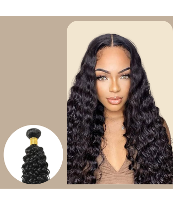 Tissage Cheveux Vierge Human Hair Water Wave 7A Brun Foncé 1B 100 Gr de pas cher