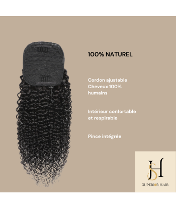 Queue de cheval Ponytail  Noir A Cordon Remy Hair Kinky Curly de l' environnement