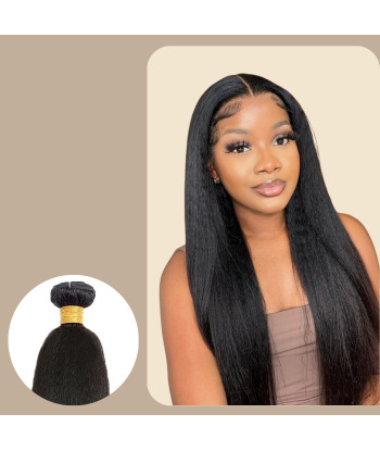 Tissage Cheveux Vierge Human Hair Yaki Straight 7A Brun Foncé 1B 100 Gr pas cher