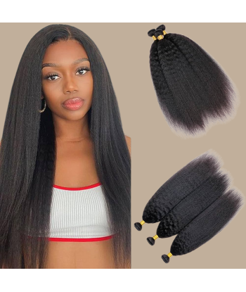 Tissage Cheveux Vierge Human Hair Yaki Straight 7A Brun Foncé 1B 100 Gr pas cher